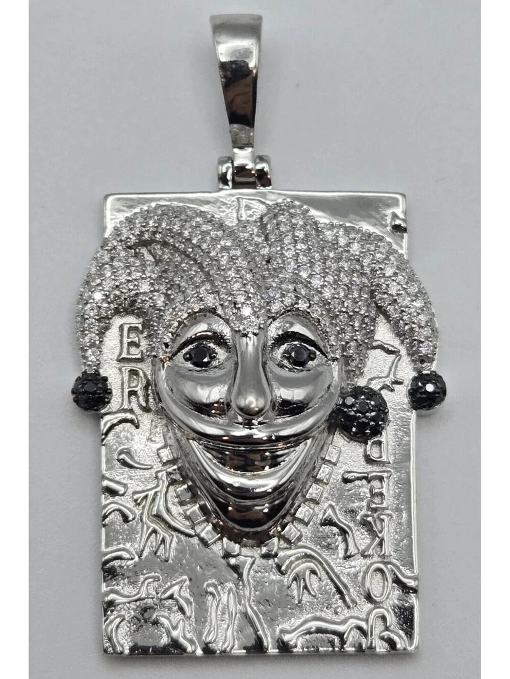 NEW Solid 925 Sterling Silver Joker Playing Card Pendant 4.0 CTW MOISSANITE Iced